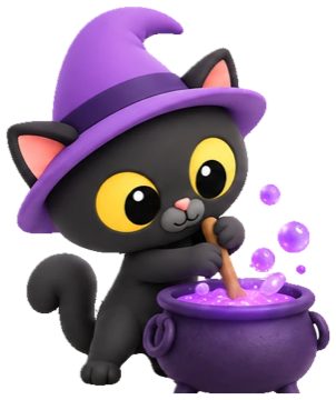 Hexie, a black witch kitten
